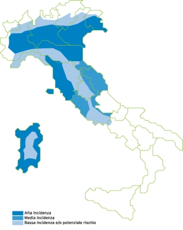 Mappa diffusione Filariosi Cardio Polmonare